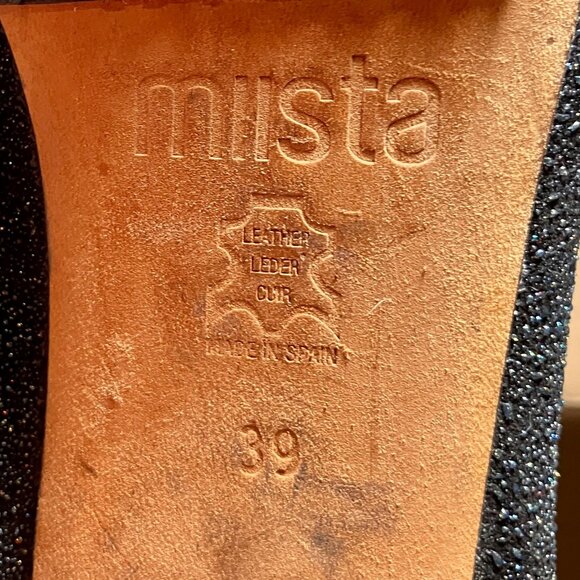 Miista London handmade black metallic leather sparkle Chelsea Boots 39/8.5 - Picture 5 of 7